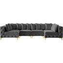 Meridian Tremblay Grey Velvet Modular Sectional IMAGE 5