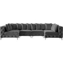  Manufacturer Color_Grey -- Tremblay 139" Grey Velvet Upholstered 6 pc Modular Sectional IMAGE 6
