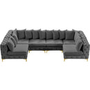  Manufacturer Color_Grey -- Tremblay 139" Grey Velvet Upholstered 6 pc Modular Sectional IMAGE 7