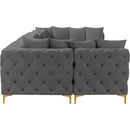  Manufacturer Color_Grey -- Tremblay 139" Grey Velvet Upholstered 6 pc Modular Sectional IMAGE 9