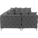  Manufacturer Color_Grey -- Tremblay 169" Grey Velvet Upholstered 6 pc Modular Sectional IMAGE 12