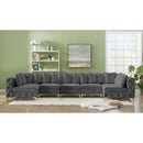  Manufacturer Color_Grey -- Tremblay 169" Grey Velvet Upholstered 6 pc Modular Sectional IMAGE 3