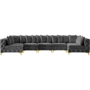  Manufacturer Color_Grey -- Tremblay 169" Grey Velvet Upholstered 6 pc Modular Sectional IMAGE 5