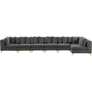 Meridian Tremblay Grey Velvet Modular Sectional IMAGE 5