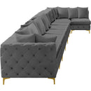  Manufacturer Color_Grey -- Tremblay 228" Grey Velvet Upholstered 8 pc Modular Sectional IMAGE 11