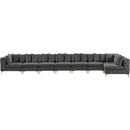  Manufacturer Color_Grey -- Tremblay 228" Grey Velvet Upholstered 8 pc Modular Sectional IMAGE 7