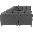  Manufacturer Color_Grey -- Tremblay 198" Grey Velvet Upholstered 9 pc Modular Sectional IMAGE 10