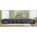  Manufacturer Color_Grey -- Tremblay 198" Grey Velvet Upholstered 9 pc Modular Sectional IMAGE 4