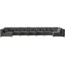  Manufacturer Color_Grey -- Tremblay 198" Grey Velvet Upholstered 9 pc Modular Sectional IMAGE 5