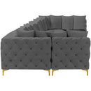  Manufacturer Color_Grey -- Tremblay 198" Grey Velvet Upholstered 9 pc Modular Sectional IMAGE 9