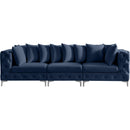  Manufacturer Color_Navy -- Tremblay 109" Navy Velvet Upholstered 3 pc Modular Sofa IMAGE 6