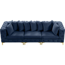  Manufacturer Color_Navy -- Tremblay 109" Navy Velvet Upholstered 3 pc Modular Sofa IMAGE 7