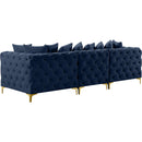  Manufacturer Color_Navy -- Tremblay 109" Navy Velvet Upholstered 3 pc Modular Sofa IMAGE 9
