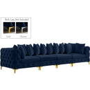  Manufacturer Color_Navy -- Tremblay 139" Navy Velvet Upholstered 4 pc Modular Sofa IMAGE 1