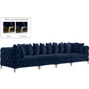  Manufacturer Color_Navy -- Tremblay 139" Navy Velvet Upholstered 4 pc Modular Sofa IMAGE 2