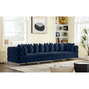  Manufacturer Color_Navy -- Tremblay 139" Navy Velvet Upholstered 4 pc Modular Sofa IMAGE 4