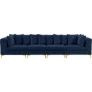  Manufacturer Color_Navy -- Tremblay 139" Navy Velvet Upholstered 4 pc Modular Sofa IMAGE 5