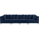  Manufacturer Color_Navy -- Tremblay 139" Navy Velvet Upholstered 4 pc Modular Sofa IMAGE 6
