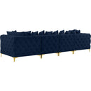  Manufacturer Color_Navy -- Tremblay 139" Navy Velvet Upholstered 4 pc Modular Sofa IMAGE 7