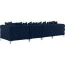 Manufacturer Color_Navy -- Tremblay 139" Navy Velvet Upholstered 4 pc Modular Sofa IMAGE 8