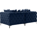  Manufacturer Color_Navy -- Tremblay 79" Navy Velvet Upholstered 2 pc Modular Loveseat IMAGE 10