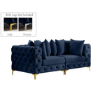  Manufacturer Color_Navy -- Tremblay 79" Navy Velvet Upholstered 2 pc Modular Loveseat IMAGE 1