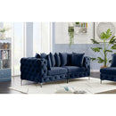  Manufacturer Color_Navy -- Tremblay 79" Navy Velvet Upholstered 2 pc Modular Loveseat IMAGE 4