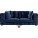  Manufacturer Color_Navy -- Tremblay 79" Navy Velvet Upholstered 2 pc Modular Loveseat IMAGE 5