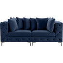  Manufacturer Color_Navy -- Tremblay 79" Navy Velvet Upholstered 2 pc Modular Loveseat IMAGE 6