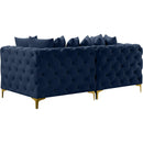  Manufacturer Color_Navy -- Tremblay 79" Navy Velvet Upholstered 2 pc Modular Loveseat IMAGE 9