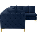  Manufacturer Color_Navy -- Tremblay 109" Navy Velvet Upholstered 4 pc Modular Sectional IMAGE 11