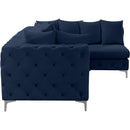  Manufacturer Color_Navy -- Tremblay 109" Navy Velvet Upholstered 4 pc Modular Sectional IMAGE 12