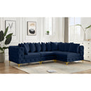  Manufacturer Color_Navy -- Tremblay 109" Navy Velvet Upholstered 4 pc Modular Sectional IMAGE 3