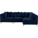  Manufacturer Color_Navy -- Tremblay 109" Navy Velvet Upholstered 4 pc Modular Sectional IMAGE 5