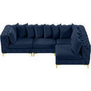 Manufacturer Color_Navy -- Tremblay 109" Navy Velvet Upholstered 4 pc Modular Sectional IMAGE 7
