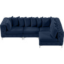  Manufacturer Color_Navy -- Tremblay 109" Navy Velvet Upholstered 4 pc Modular Sectional IMAGE 8
