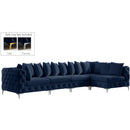  Manufacturer Color_Navy -- Tremblay 139" Navy Velvet Upholstered 5 pc Modular Sectional IMAGE 2