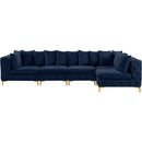  Manufacturer Color_Navy -- Tremblay 139" Navy Velvet Upholstered 5 pc Modular Sectional IMAGE 5