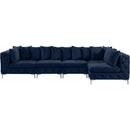  Manufacturer Color_Navy -- Tremblay 139" Navy Velvet Upholstered 5 pc Modular Sectional IMAGE 6