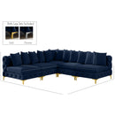  Manufacturer Color_Navy -- Tremblay 99" Navy Velvet Upholstered 5 pc Modular Sectional IMAGE 11