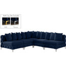  Manufacturer Color_Navy -- Tremblay 99" Navy Velvet Upholstered 5 pc Modular Sectional IMAGE 2