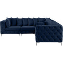  Manufacturer Color_Navy -- Tremblay 109" Navy Velvet Upholstered 5 pc Modular Sectional IMAGE 10