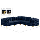 Meridian Tremblay Navy Velvet Modular Sectional IMAGE 11