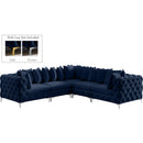  Manufacturer Color_Navy -- Tremblay 109" Navy Velvet Upholstered 5 pc Modular Sectional IMAGE 2