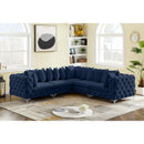  Manufacturer Color_Navy -- Tremblay 109" Navy Velvet Upholstered 5 pc Modular Sectional IMAGE 4