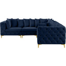  Manufacturer Color_Navy -- Tremblay 109" Navy Velvet Upholstered 5 pc Modular Sectional IMAGE 9