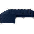  Manufacturer Color_Navy -- Tremblay 139" Navy Velvet Upholstered 6 pc Modular Sectional IMAGE 10