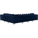  Manufacturer Color_Navy -- Tremblay 139" Navy Velvet Upholstered 6 pc Modular Sectional IMAGE 12