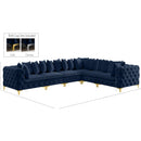  Manufacturer Color_Navy -- Tremblay 139" Navy Velvet Upholstered 6 pc Modular Sectional IMAGE 13