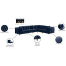  Manufacturer Color_Navy -- Tremblay 139" Navy Velvet Upholstered 6 pc Modular Sectional IMAGE 14